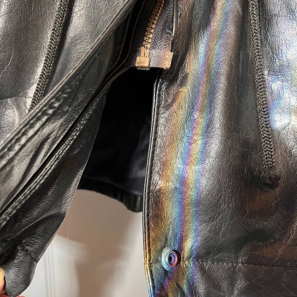 Women's Vintage Dress Leather Coat, Black, Size XS/S - Picture 6 of 6